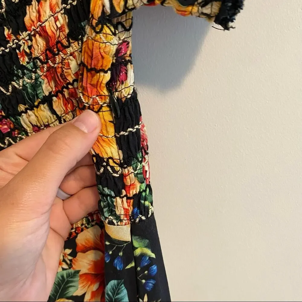 Farm Rio Anthropologie Smocked Floral Mini Dress SP - Picture 13 of 15
